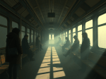 人影に満ちた無人の電車