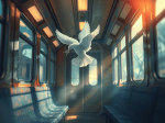 電車の中の丸めたティッシュが鳥になって飛翔する
