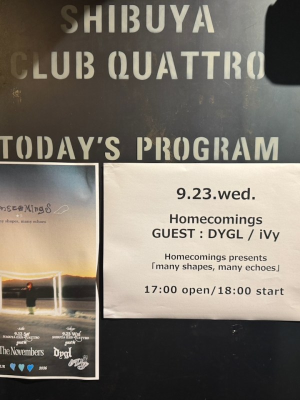 Homecomings presents「many shapes, many echoes」@ 渋谷 CLUB&nbsp;QUATTRO